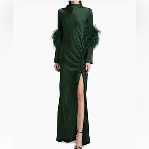 LaPointe Forest Green Satin Gown